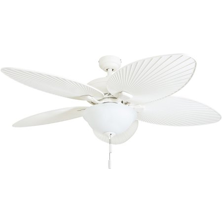 HONEYWELL CEILING FANS Palm Island, 52 in. Indoor/Outdoor Ceiling Fan with Bowl Light, White 50508-40